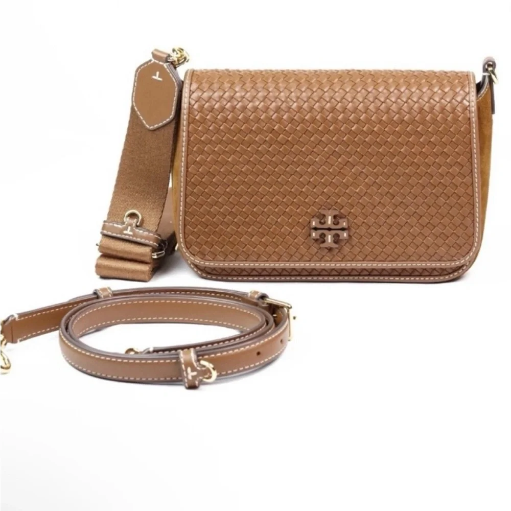 🆕- TORY BURCH THEA WOVEN FLAP SUEDE CROSSBODY. BRAND NEW Gorgeous